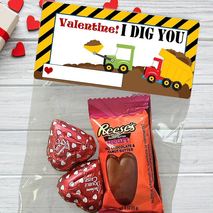 Dump Trucks and Tractors Valentine Favors Personalized Treat Bags and Stickers, Valentine's Day, ... | Amazon (US)