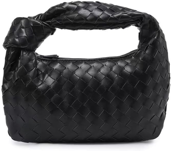 Woven Handbag for Women Fashion Designer Ladies Knoted Hobo Bag Bucket Purse PU Leather | Amazon (US)