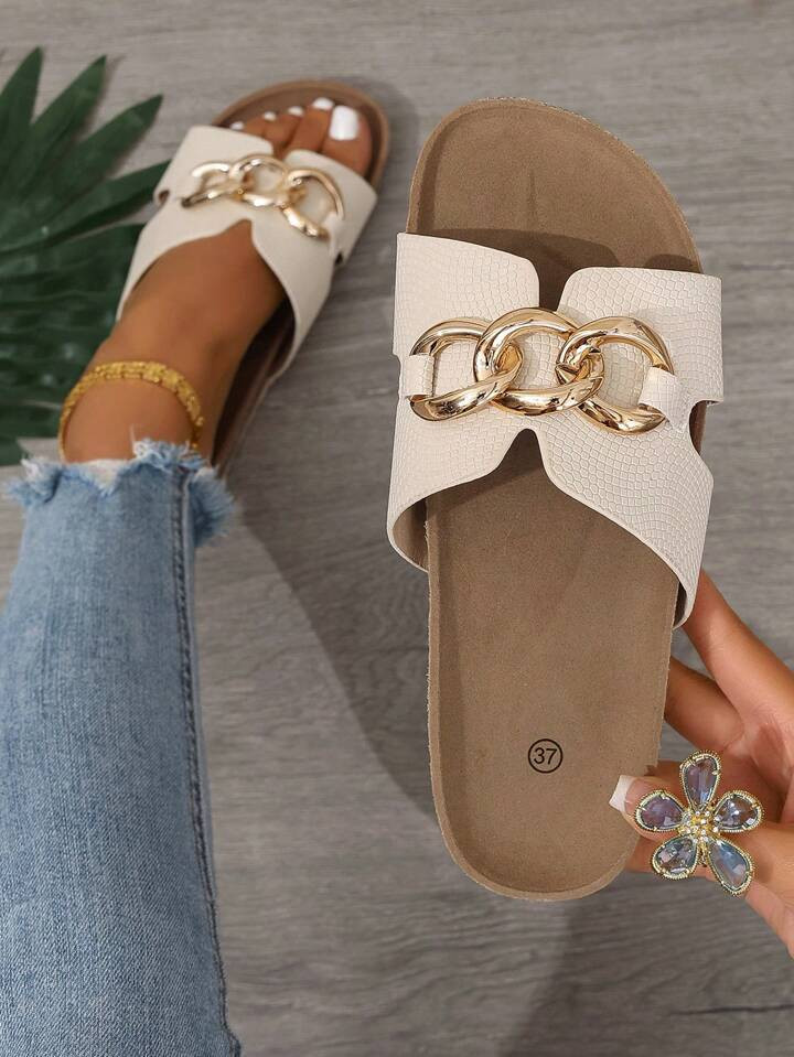 Spring/Summer New Style H Slippers For Women, Fashionable Leisure Style, Roman Style, Slip-On Slipper For Outside Wearing - Recommended By Blogger, Available In Black, Comfortable Beige And Brown Flat Relief Slippers, French-Style High-End Slippers With Sparkling Rhinestones And Thick Soles, Beach Shoes For Women, New Fairy Style Slippers Female Love Assistant, Simple Indoor And Outdoor Anti-Odor Anti-Slip Slipper - With Crocodile Pattern, Versatile Flat Slipper With Metal Decoration, Summer Fashionable Slipper Valentines | SHEIN