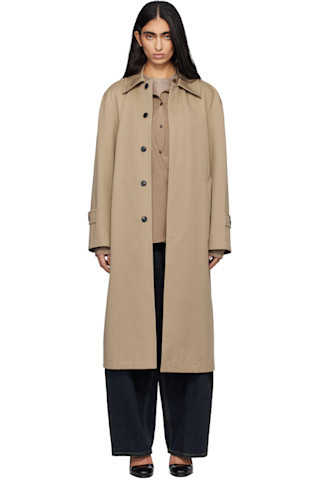 Beige Single-Breasted Trench Coat | SSENSE