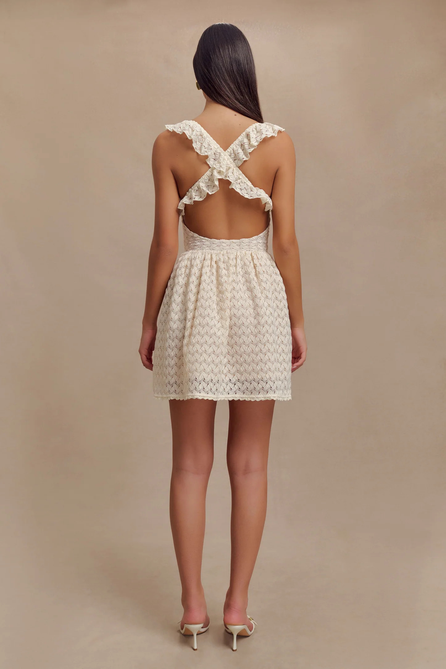Ezra Lace Mini Dress - Ivory | MESHKI US