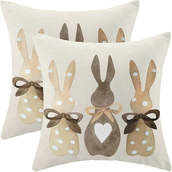 Easter Pillow Covers 18 x 18 Inch Set of 2 for Vintage Polka Dot Love Heart Bunny Decor Throw Pil... | Amazon (US)