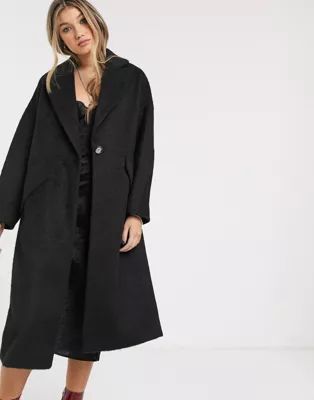 Topshop textured coat in black | ASOS EE