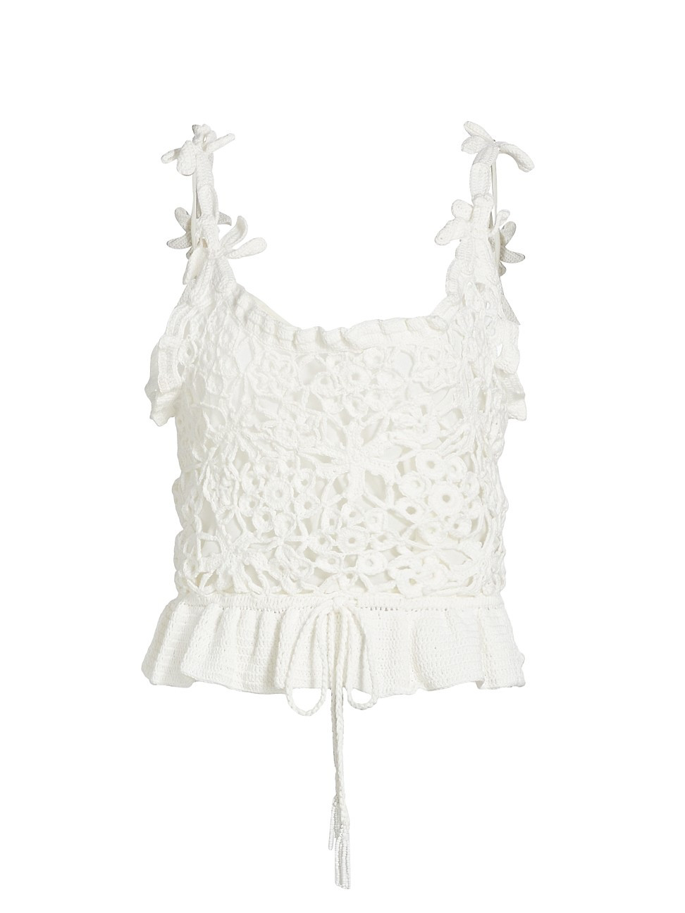 Women's Floral Crochet Top - Off White - Size XXS | Saks Fifth Avenue