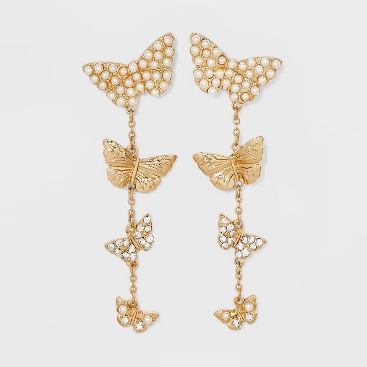 SUGARFIX by BaubleBar Pearl Butterfly Statement Earrings - Gold | Target