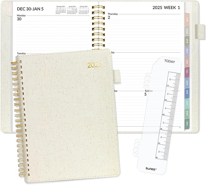 SUNEE 2025 Weekly & Monthly Planner 6.4"x8.5"- 12 Month (January 2025 - December 2025), Linen Cov... | Amazon (US)