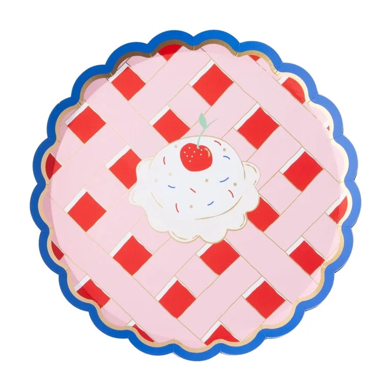 Bonjour F\u00eate Cherry Pie Small Paper Plates, Disposable Party Supplies, 8 Count, 8.5 Inch, 4t... | Walmart (US)