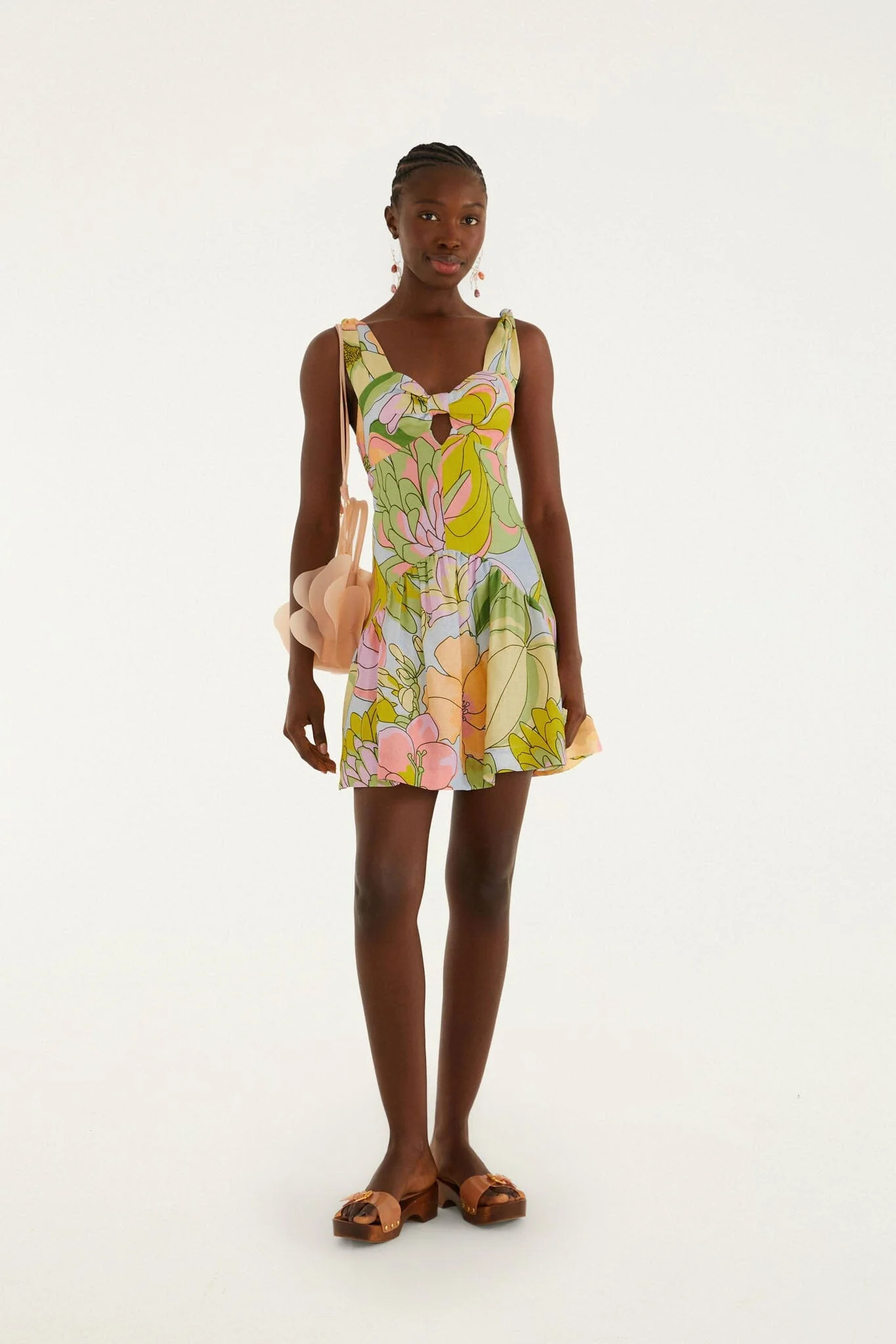 Light Blue Spring Affair Cut-Out Mini Dress, SPRING AFFAIR LIGHT BLUE / S | FarmRio (US)
