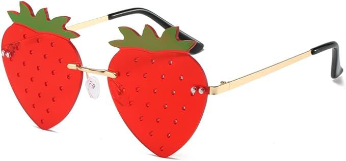 Cute Strawberry Shape Sunglasses for Women Men Girls Boys Party Prom Accessories Halloween Christ... | Amazon (US)