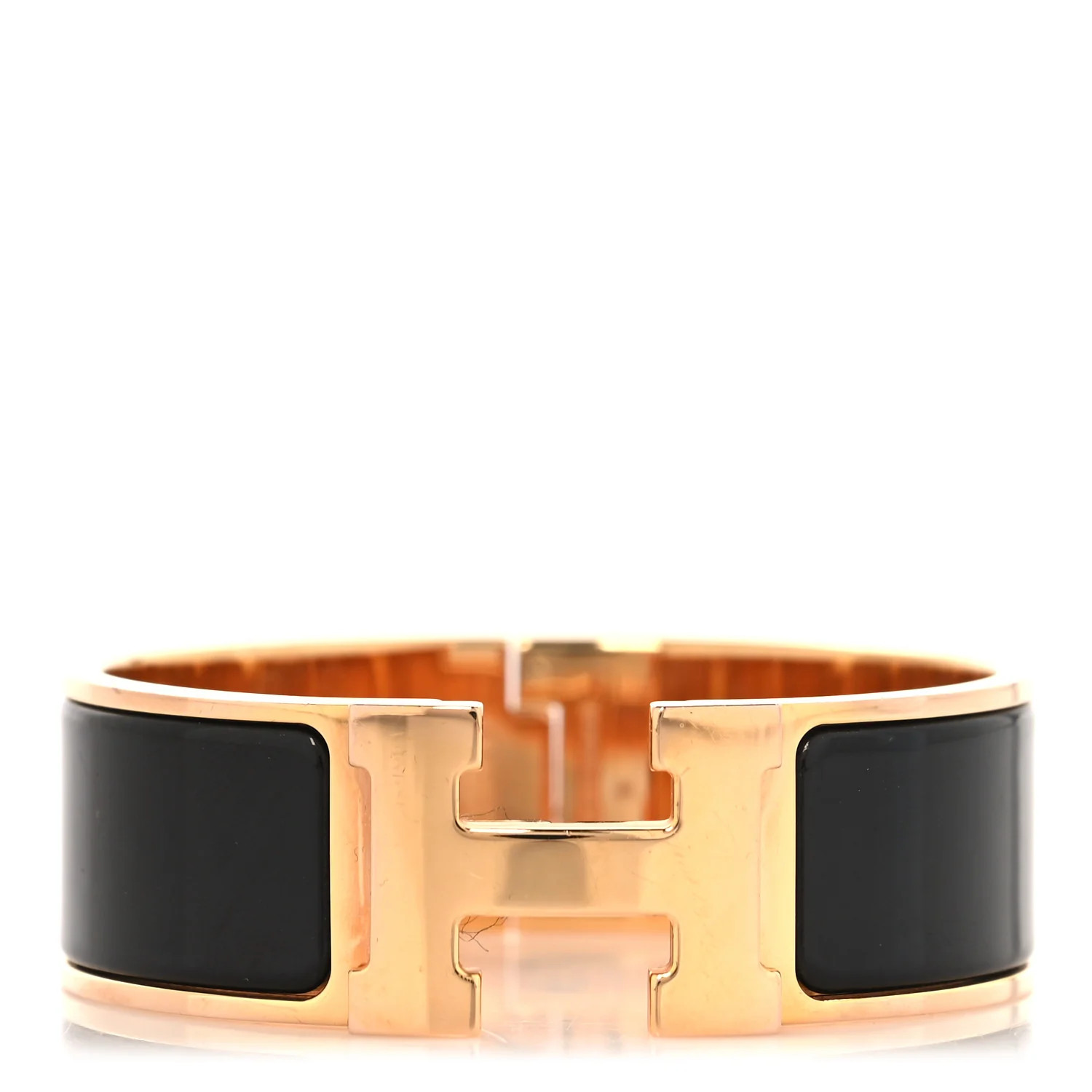 Enamel Wide Clic Clac H Bracelet GM Black | FASHIONPHILE (US)
