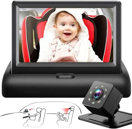 Baby Car Mirror with 4.3'' HD Night Vision Function Display, Safety Car Seat Camera with Wide Cry... | Amazon (US)