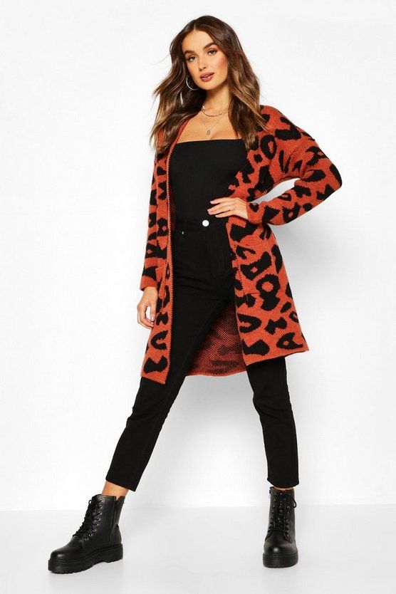 Leopard Knitted Cardigan | Boohoo.com (UK & IE)