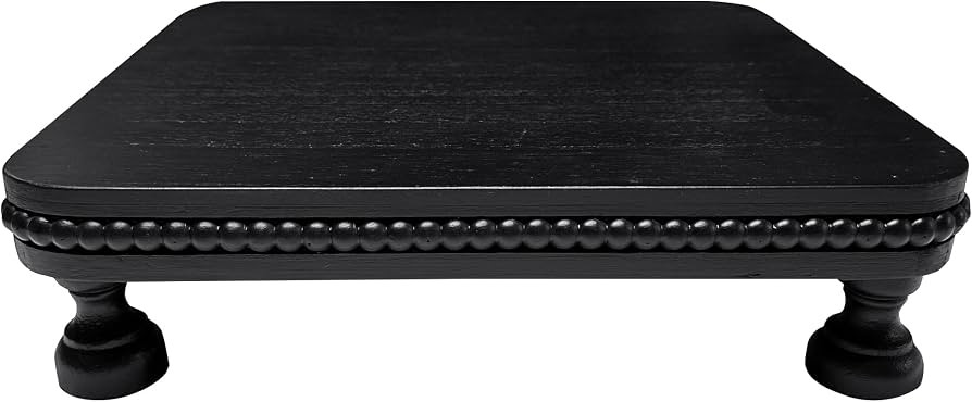 dwellington Farmhouse Display Wood Riser, 12" Decorative Black Beaded Pedestal Stand, Square Tier... | Amazon (US)