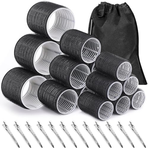 Rollers Hair Curlers 30Pcs Set with 18Pcs Hair Roller 3 Sizes (6 Large Rollers, 6 Medium Rollers, 6 Small Rollers) and 12 Clips and Storage Bag for Long Medium Short Hair Volume | Amazon (US)