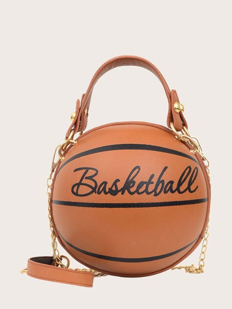 Letter Graphic Basketball Shaped Satchel Bag | SHEIN