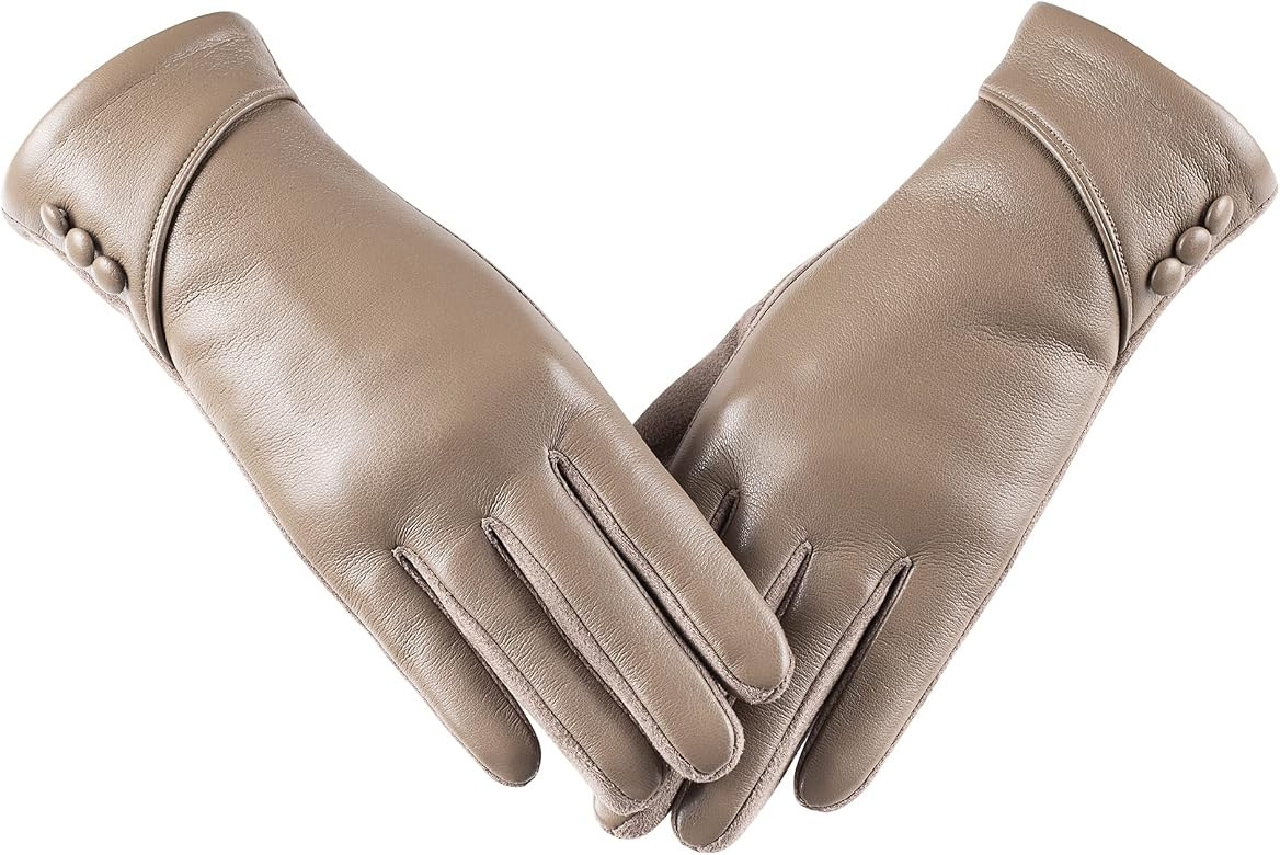 Gants d'hiver en cuir pour femme chauds en daim avec doublure en laine coupe-vent compatibles ave... | Amazon (FR)