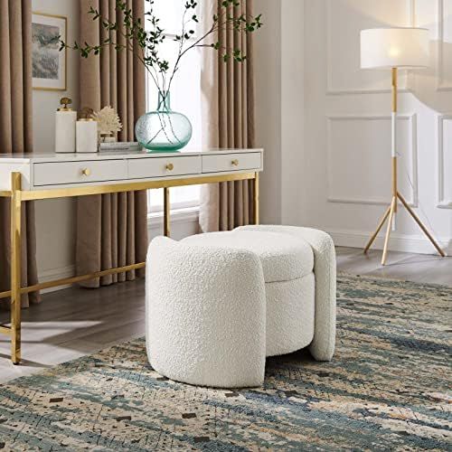 Amazon.com : Modway EEI-5561-IVO Nebula Boucle Upholstered Upholstered Ottoman, Ivory : Home & Ki... | Amazon (US)