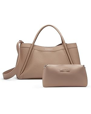 Vegan Leather Tote Bag for Women, Hobo Shoulder Bag, Crossbody Handbag with Matching Purse, Styli... | Amazon (US)