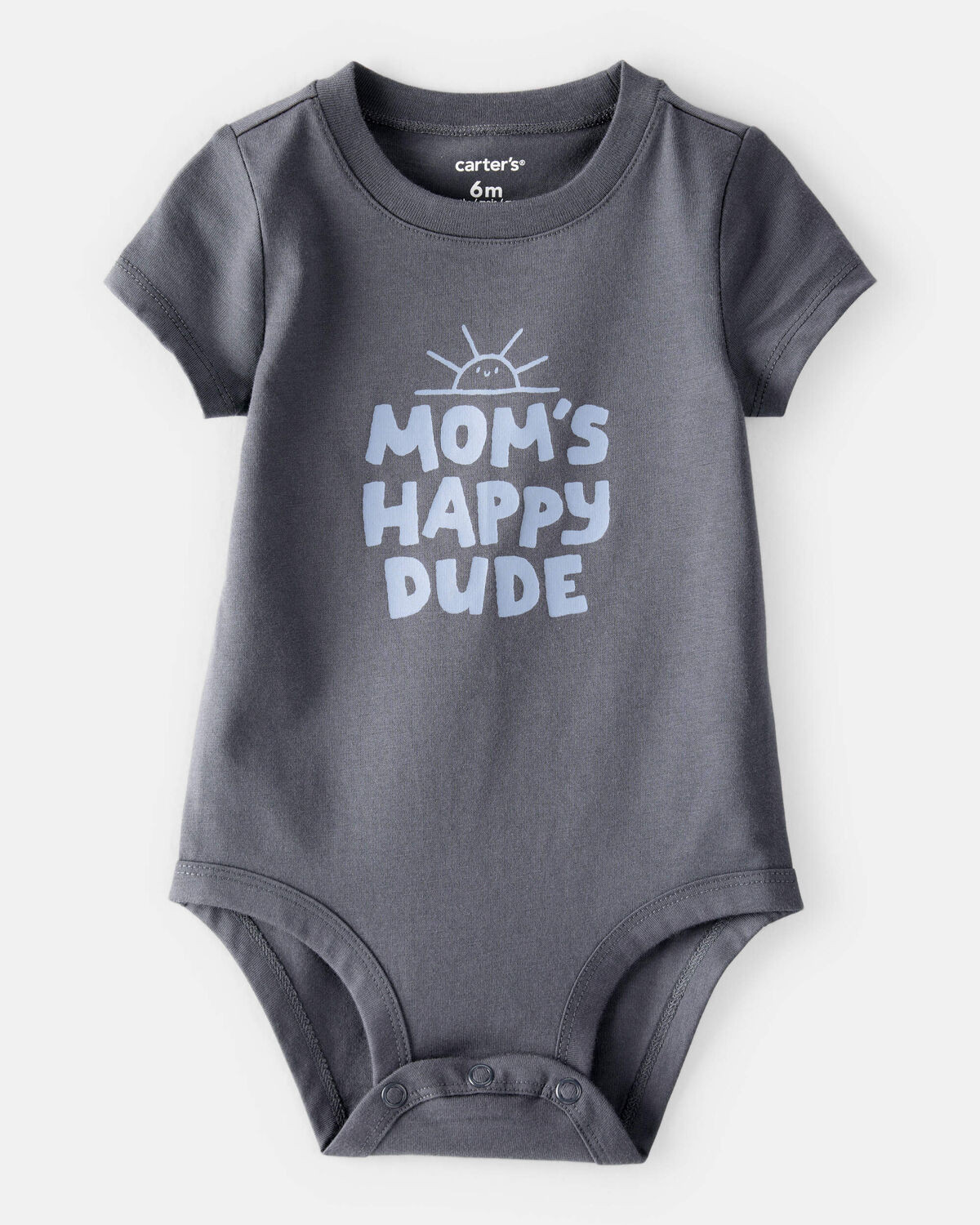 Baby Boy 'Mom's Happy Dude' Short-Sleeve Graphic Bodysuit - Grey | Carter's Inc
