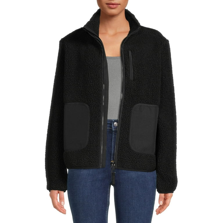 Time and Tru Women’s and Plus Full Zip Faux Sherpa Jacket | Walmart (US)