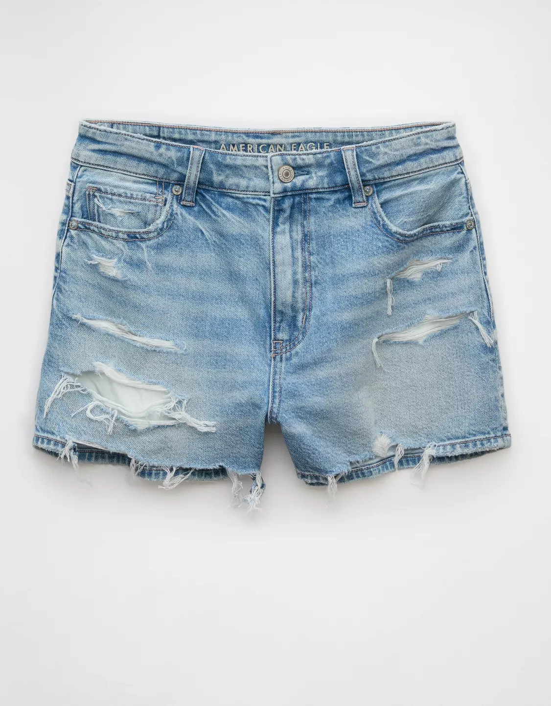AE Strigid Ripped Denim Mom Short | American Eagle Outfitters (US & CA)