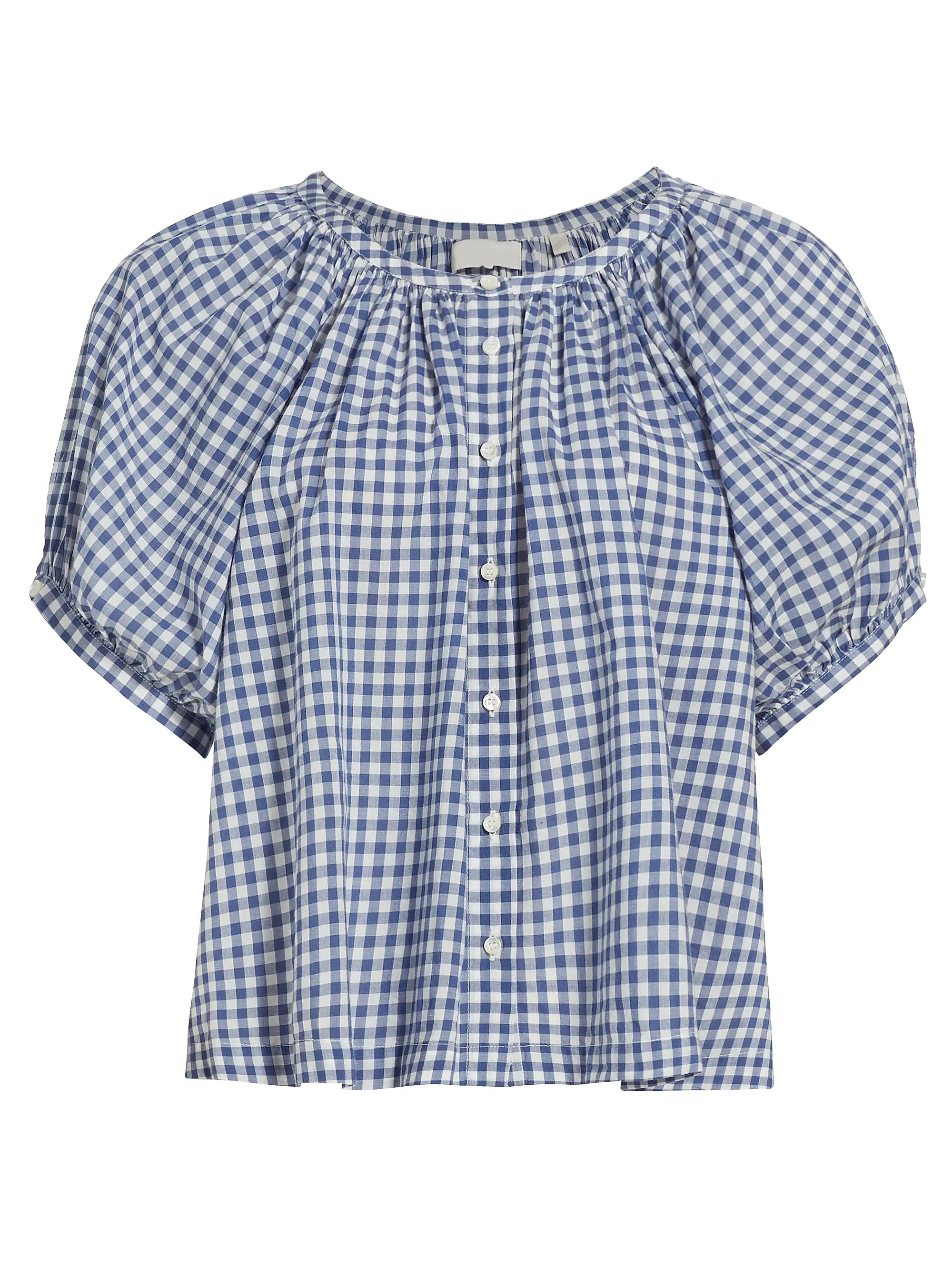 June Gingham Puff-Sleeve Top | Saks Fifth Avenue