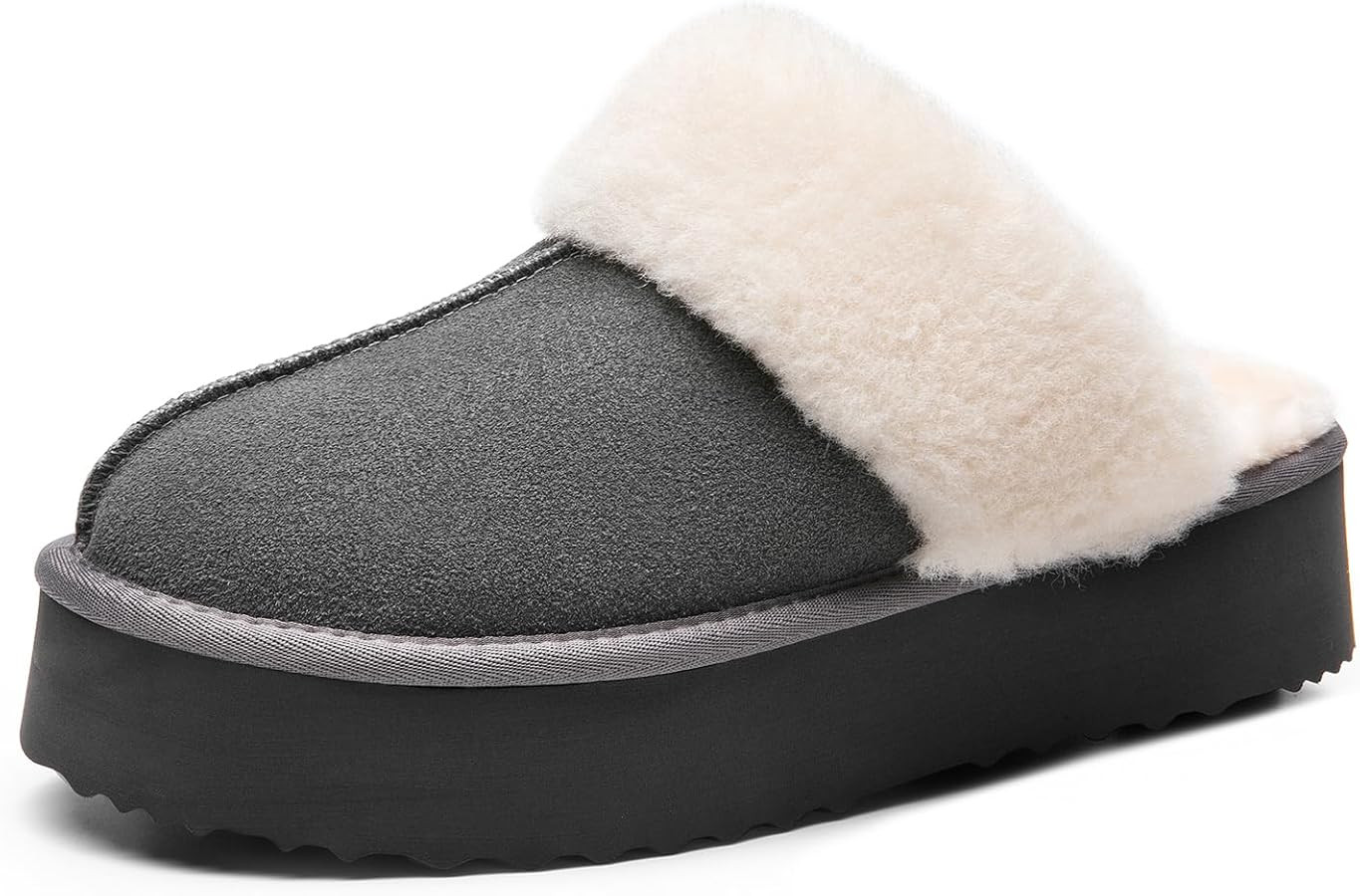DREAM PAIRS Platform Slippers for Women Genuine Suede FuzzyEasy Cozy Memory Foam Waterproof Slipp... | Amazon (US)