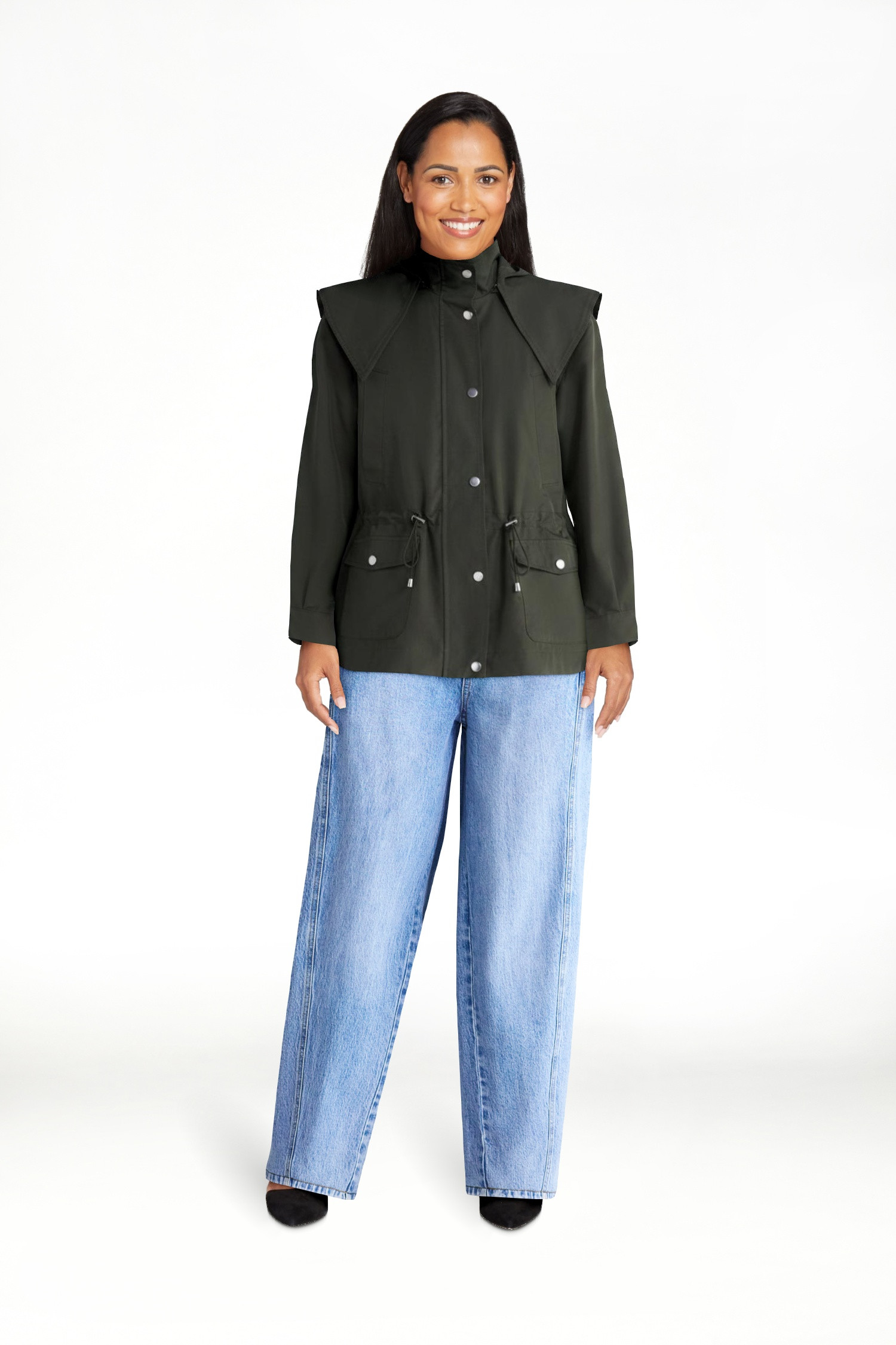 Free Assembly Women's and Women's Plus Cinched Utility Jacket with Hood, Sizes XS-4X | Walmart (US)