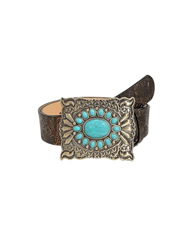 GORGLITTER Women's Western Belts Turquoise Cowgirl Counrty Concho Buckle Belts Vintage Bohemian Bronze 4T | Amazon (US)