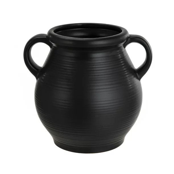 Mainstays Classic Black Ceramic Vase with Ribbed Finish - Walmart.com | Walmart (US)