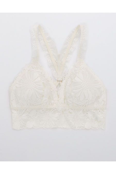 Aerie Garden Party Lace Padded Racerback Bralette Women's Soft Muslin XXS | American Eagle Outfitters (US & CA)