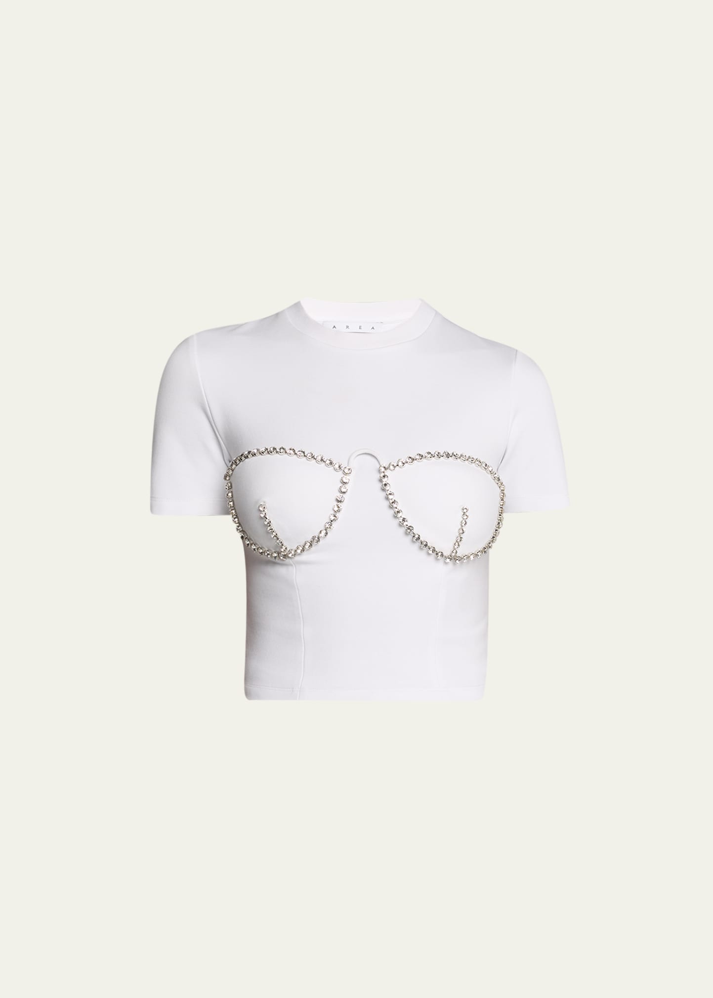 AREA Crystal Bustier Cup Crop T-Shirt | Bergdorf Goodman