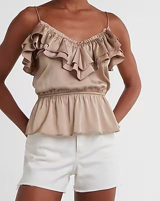 Satin Ruffle Peplum Cami | Express