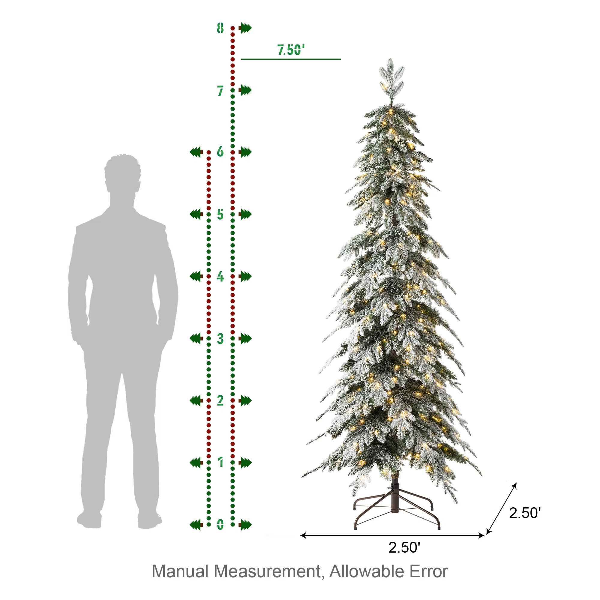Hersi Flocked/Frosted Realistic Spruce Christmas Tree with LED Lights | Wayfair North America