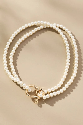 Chunky Link Lock Pearl Necklace | Anthropologie (US)