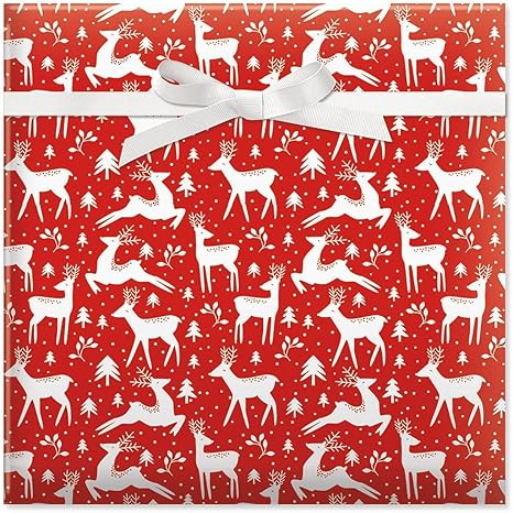 Current Prancing Deer on Red Jumbo Rolled Christmas Gift Wrap and Labels, Premium Semi-Gloss 23-I... | Amazon (US)