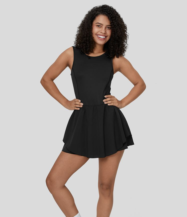 Breezeful™ Backless Tiered Hem 2-in-1 Pocket Mini Quick Dry Tennis Active Dress | HALARA