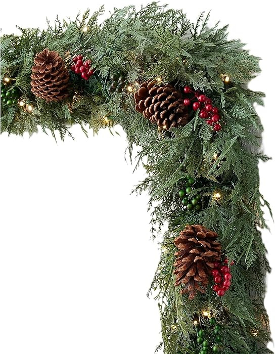 Balsam Hill Outdoor Winter Evergreen Christmas Garland - Timeless Cheer Greenery Garland with Ced... | Amazon (US)