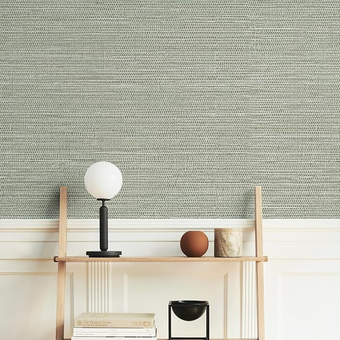 Simon&Siff Green Textured Grasscloth Peel and Stick Wallpaper 17.7"x394" Neutral Faux Grassweave ... | Amazon (US)