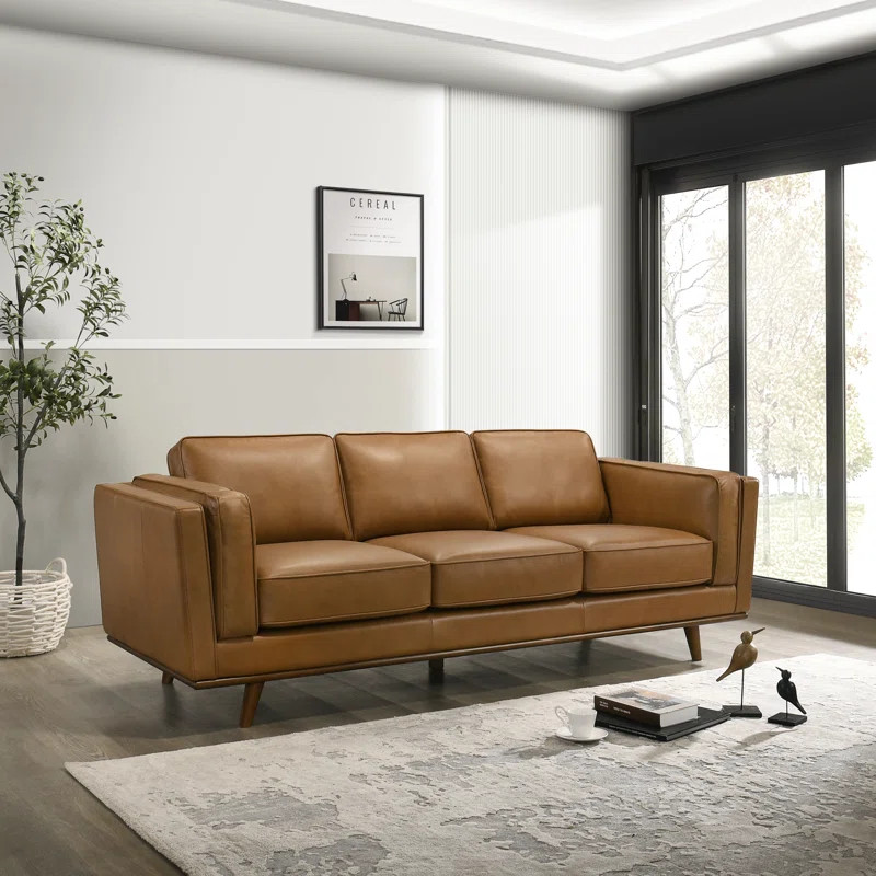 Rosanella 89'' Genuine Leather Sofa | AllModern