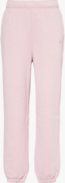Alo Yoga Womens Ballet Pink Accolade 3D-Logo Straight-Leg Cotton-Blend Jersey Jogging Bottoms L | Selfridges