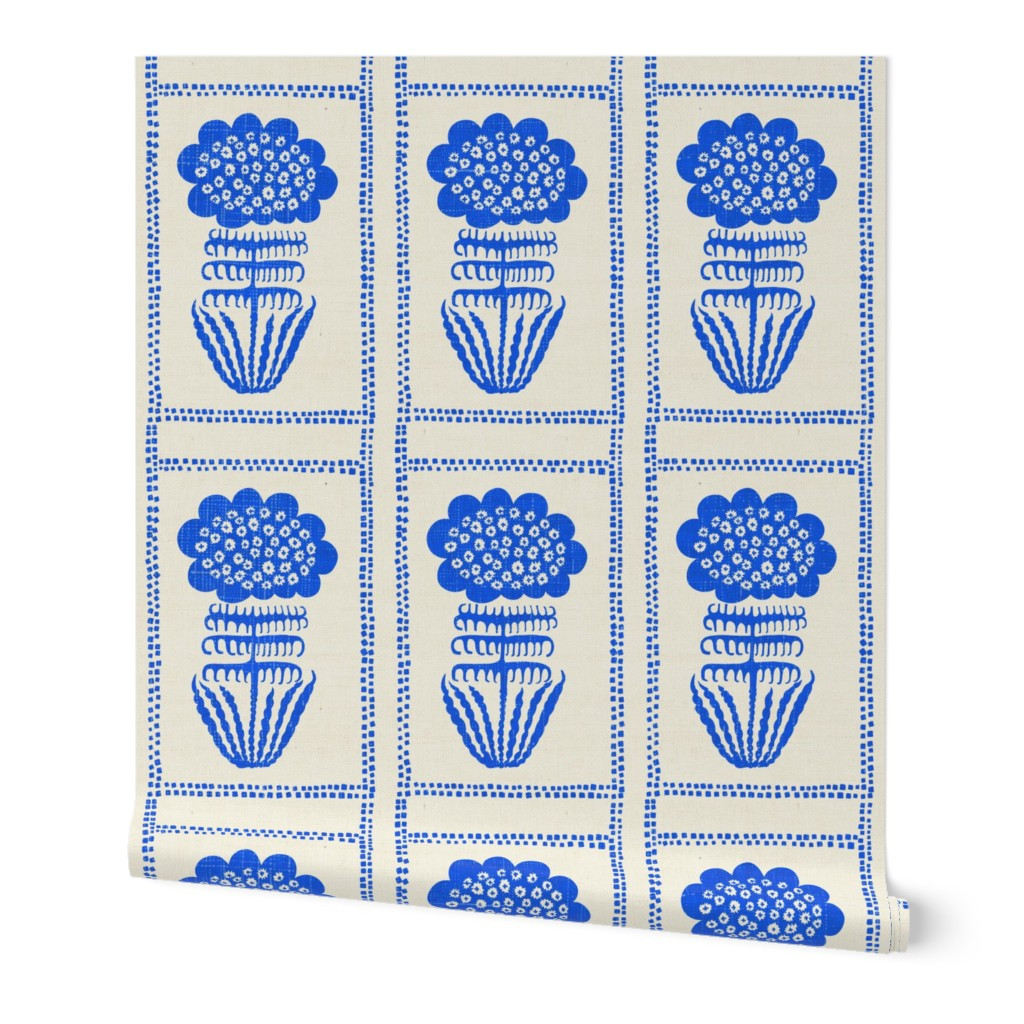 Wallpaper in POMPOM GYPSOPHILA PANEL BLUE CUSTOM | Spoonflower