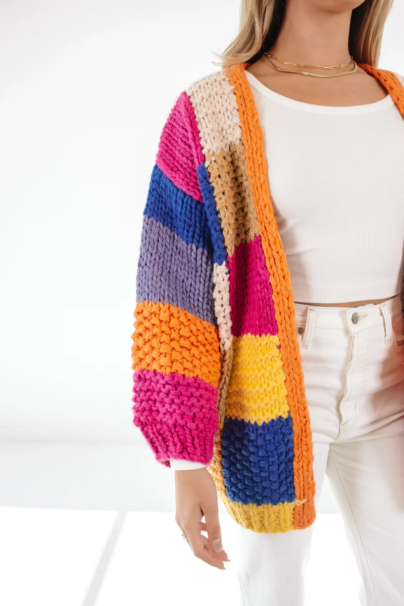 Feeling New Cardigan - Orange Multi | The Impeccable Pig