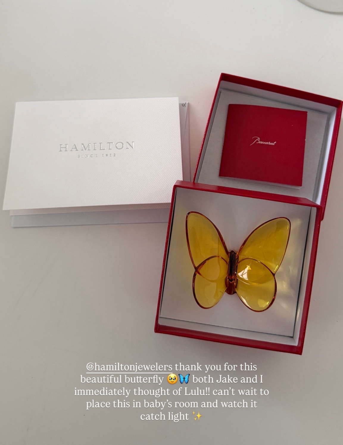 [4/2/26] the sweetest most thoughtful gift from Hamilton Jewelers in Princeton NJ | this beautiful baracat will be displayed in baby’s nursery 💕🦋 comes in so many colors too and makes the most beautiful gift 

#LTKBump #LTKBaby #LTKSeasonal