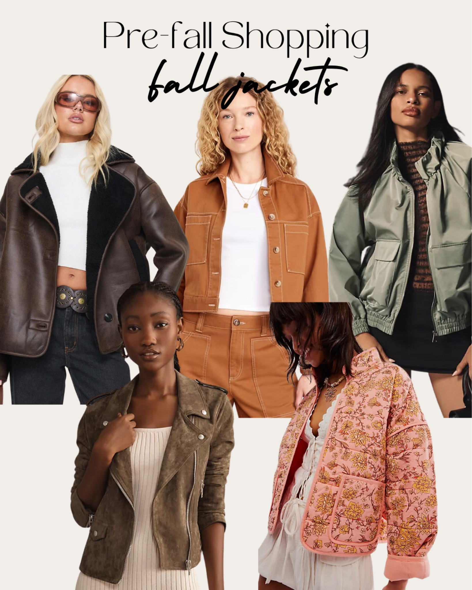 Fall jackets that I am loving! From a faux leather and shearling jacket to quilted bombers t oraux Suède moto jackets. So much good stuff this season! 

#LTKSaleAlert #LTKFindsUnder50 #LTKSeasonal
