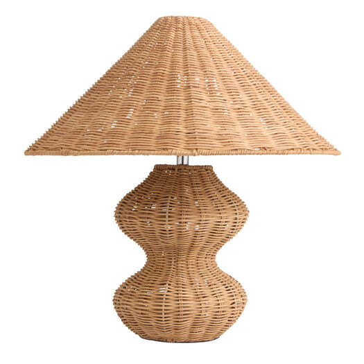 Cierra Natural Woven Rattan Wavy Geo Empire Shade Table Lamp by World Market | World Market