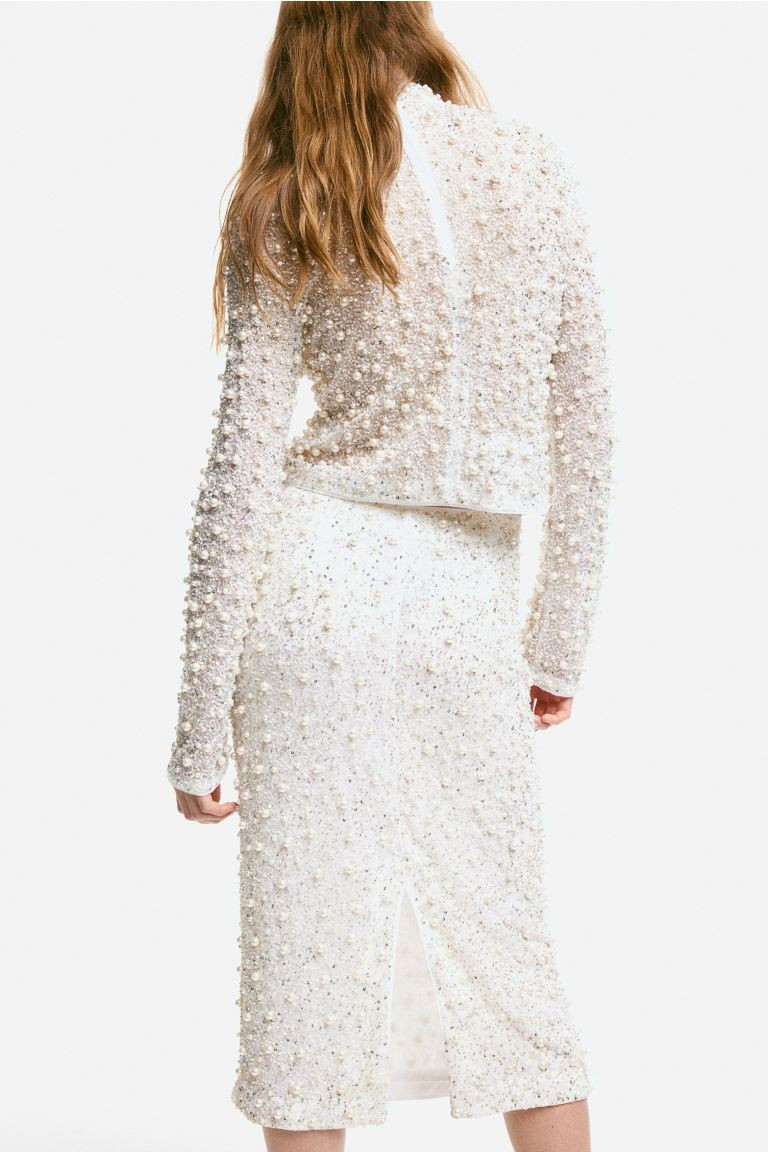 Embellished skirt - Cream - Ladies | H&M GB | H&M (UK, MY, IN, SG, PH, TW, HK)