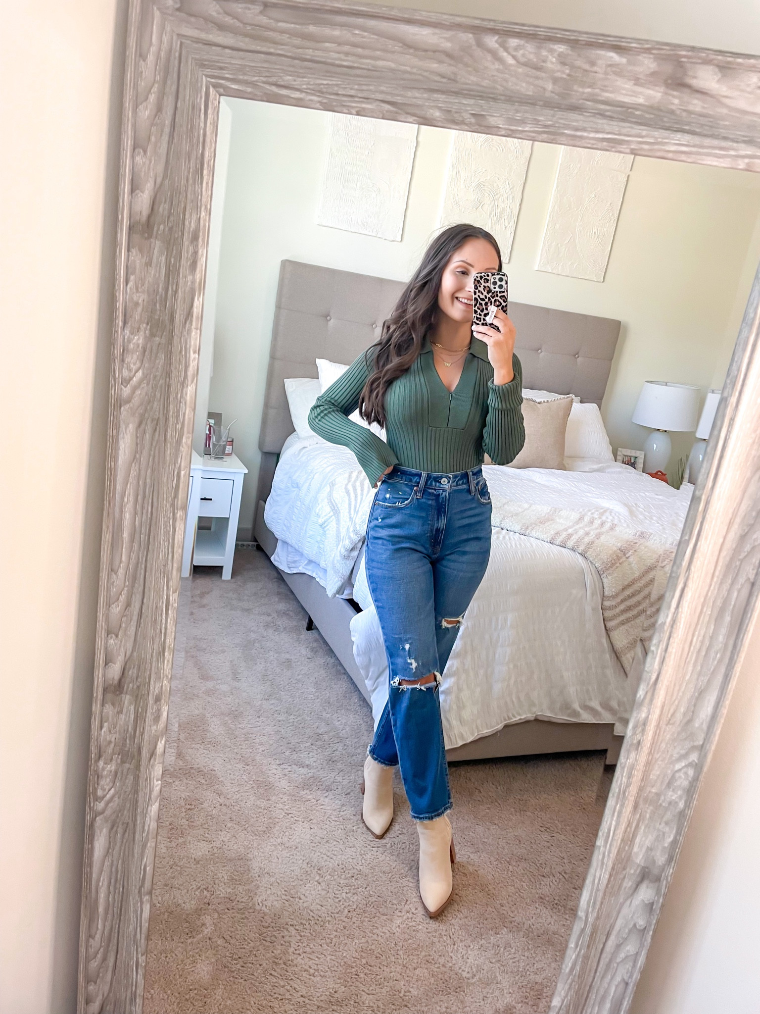 Bodysuit - true to size (XS)
Jeans - true to size (25 regular)
Boots - size up 
—
Fall outfits, Abercrombie jeans, sweater bodysuit

#LTKstyletip #LTKunder50 #LTKunder100