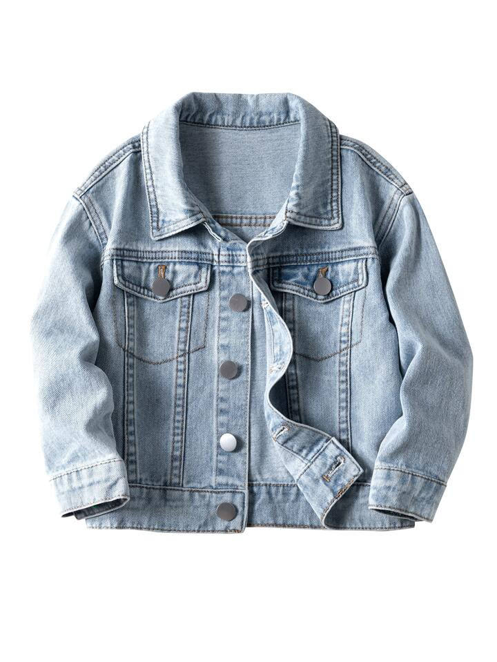 SHEIN Kids EVRYDAY Toddler Boys Flap Detail Denim Jacket | SHEIN