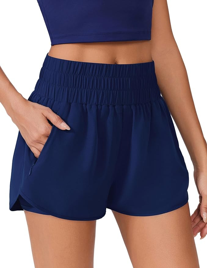 PINSPARK Running Shorts for Women Quick Dry High Waisted Athletic Short 2 in 1 Workout Gym Shorts... | Amazon (US)